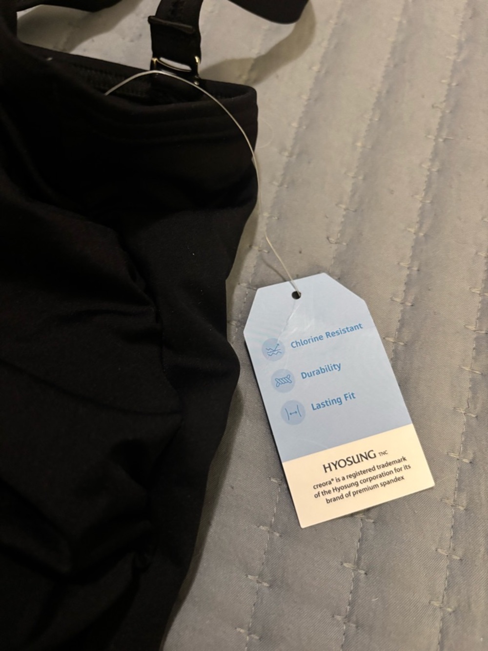 Lands End One-Shoulder Black Ruched One-Piece Swimsuit Removable Strap NET New 8 - Picture 6 of 10
